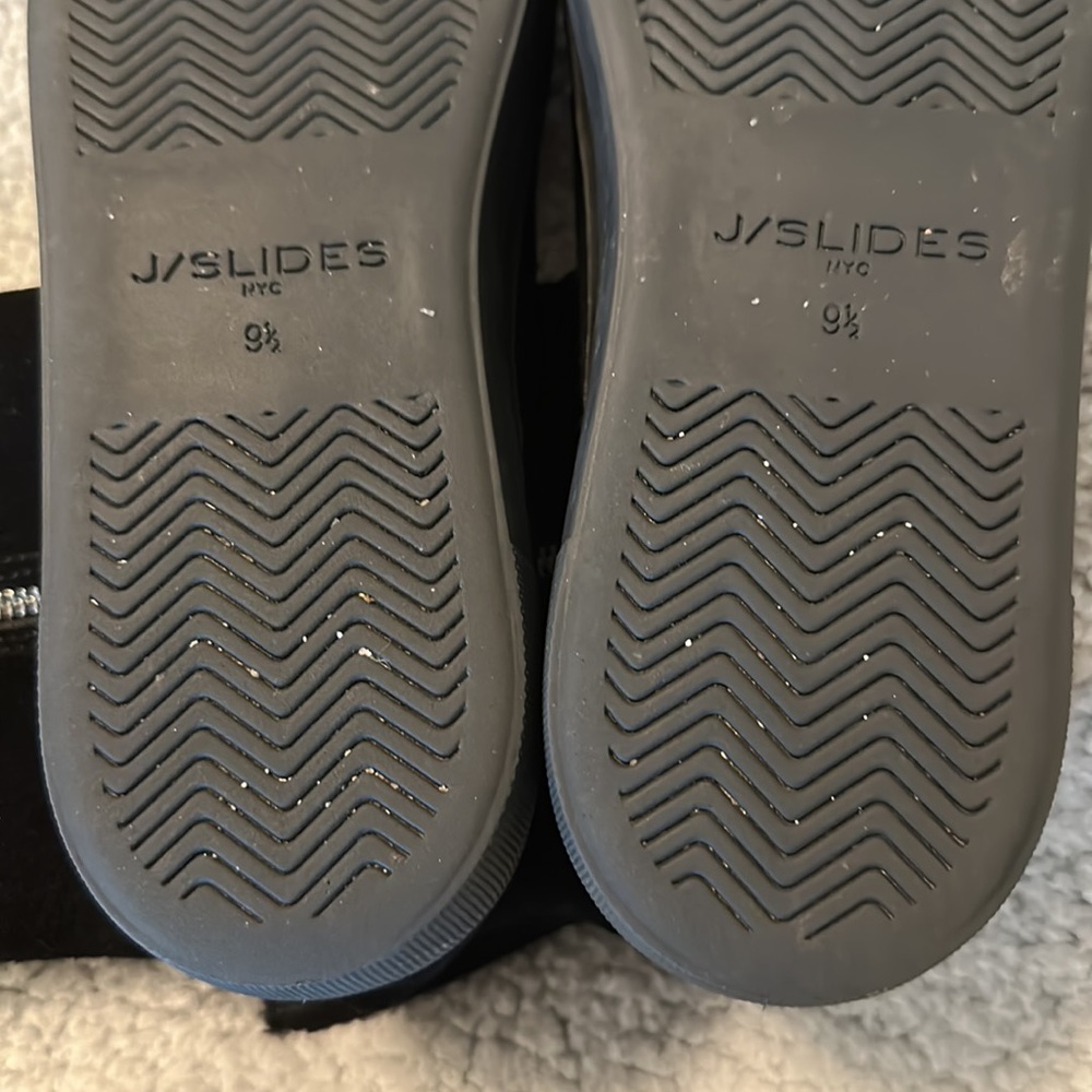 J Slides Black Suede Leather Double Zipper Calf Boots 9.5 M - Picture 8 of 11